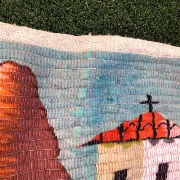 Peruvian folk art wool tapestry wool rug